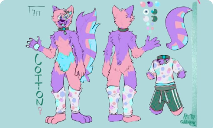 draw character reference sheet for vrchat avatar vtuber fursona furry ref