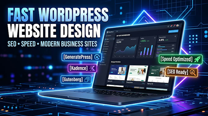 design generatepress, kadence, gutenberg or divi blocks website with wordpress