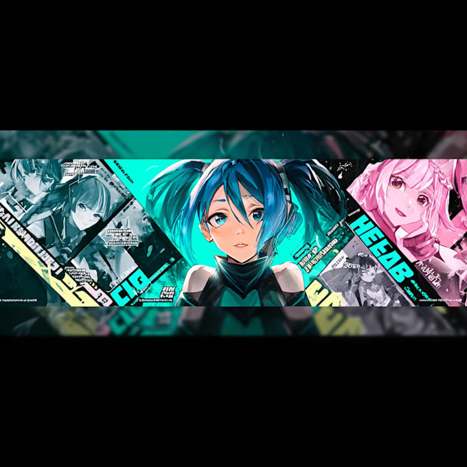 design anime or vtuber banner youtube, twitch, twitter, etc