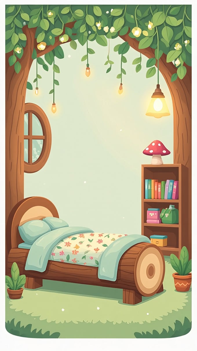 create cute elf mushroom house sticker design