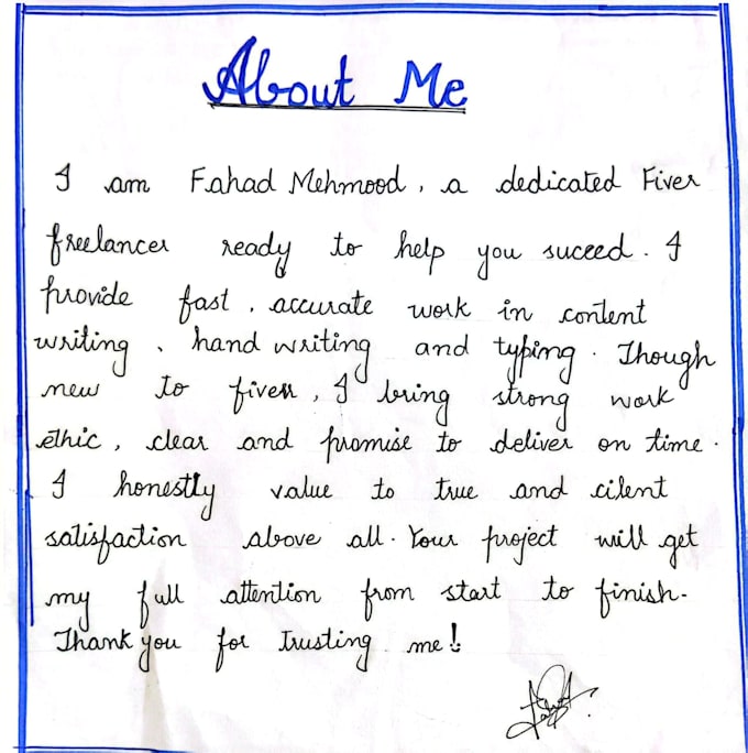 do handwritten assignments , typing