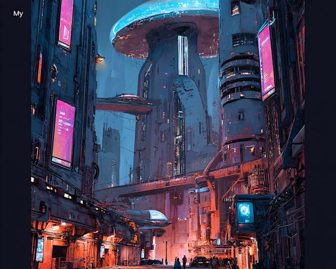 create stunning cyberpunk city illustrations