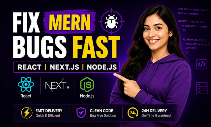 fix react next js node js bugs and errors fast