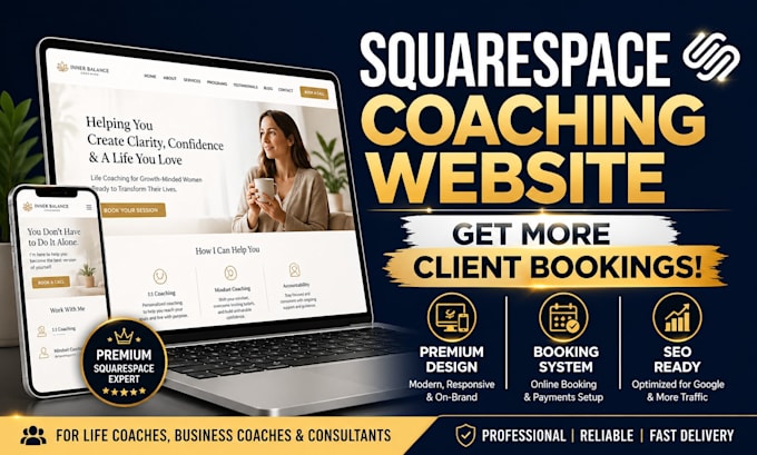 design squarespace event planner website with booking