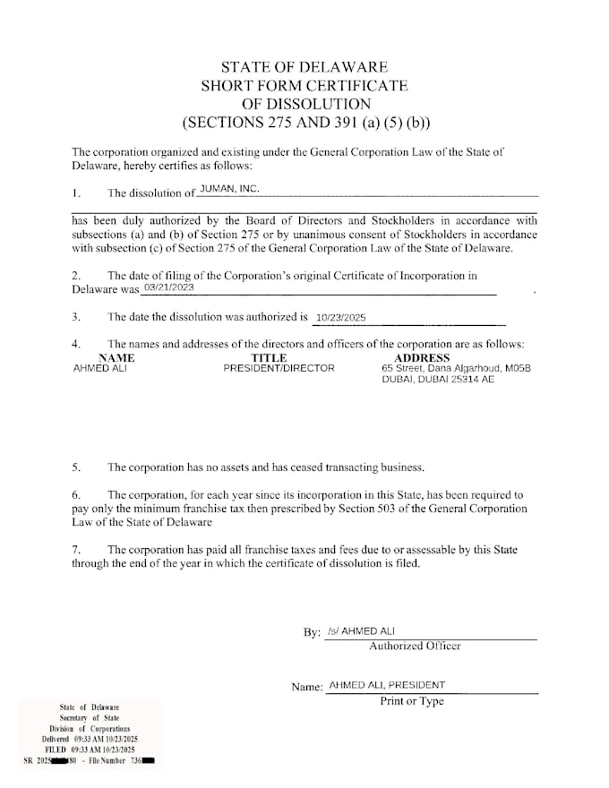 dissolve your delaware llc or cancel corporation and close ein