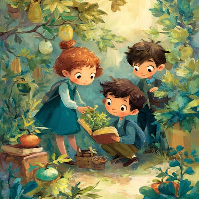 draw cute children story book illustrations