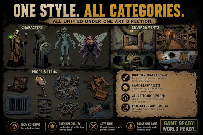 create cohesive game asset packs with unified visual style