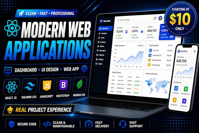 build modern responsive react js frontend from figma, PSD, xd or design