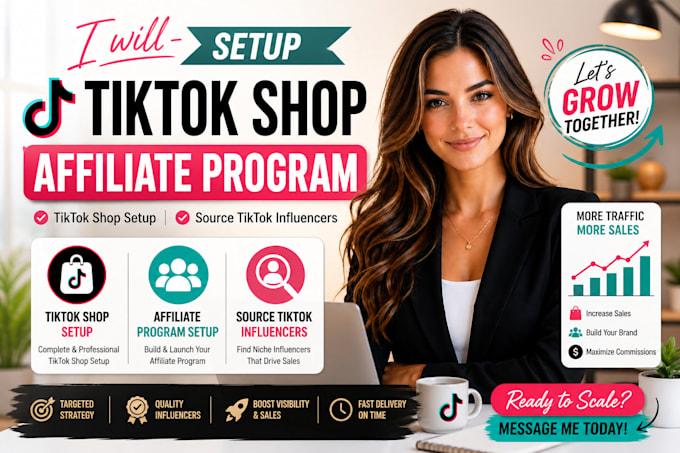 setup tiktok shop affiliate program, tik tok shop, source tiktok influencers
