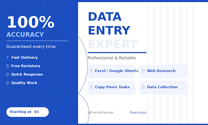 do fast and accurate data entry, copy paste and web research