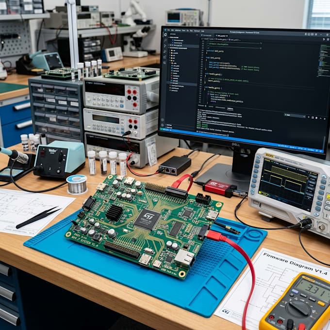 create professional pcb design and embedded firmware