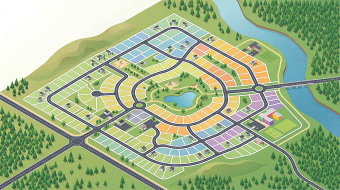 design professional vector map illustration, site plan, and land subdivision map