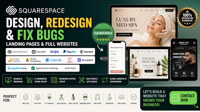do square squarespace online store landing page website design redesign bug fix