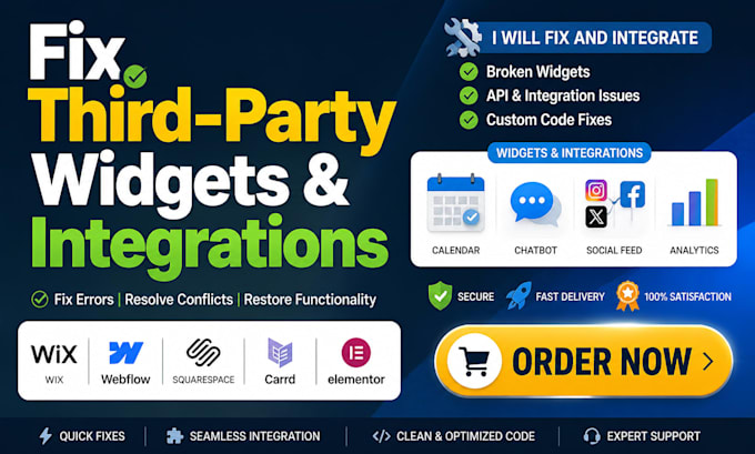 fix wix webflow squarespace carrd elementor integrations and widgets not working