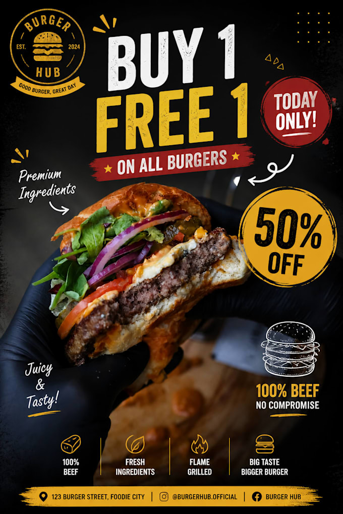 design eye catching food posts for restaurants and cafes