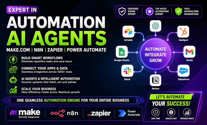 do make com automation n8n zapier ai agent automation crm api integration expert