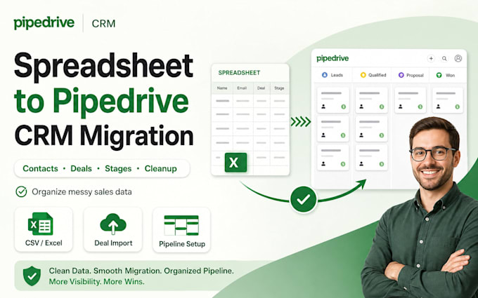 migrate spreadsheets pipedrive crm contacts deals stages cleanup data crm