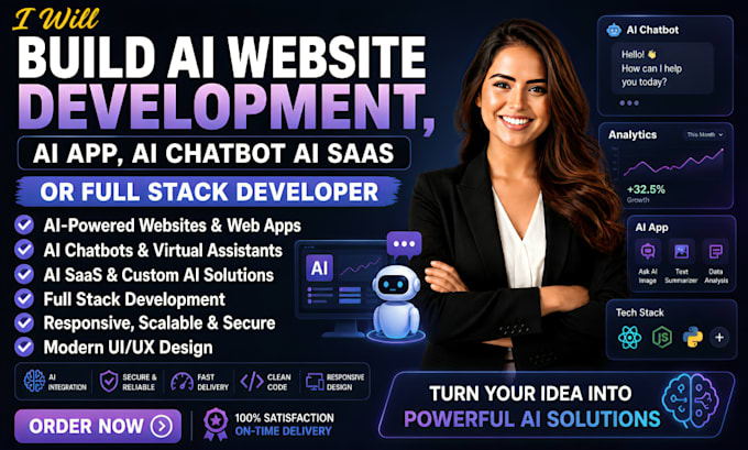 build ai website development, ai app, ai chatbot ai saas or full stack developer