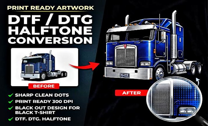 create halftone files that are print ready in dtf and dtg