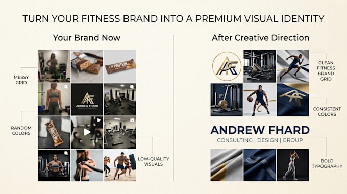 create creative direction and visual branding for fitness brands