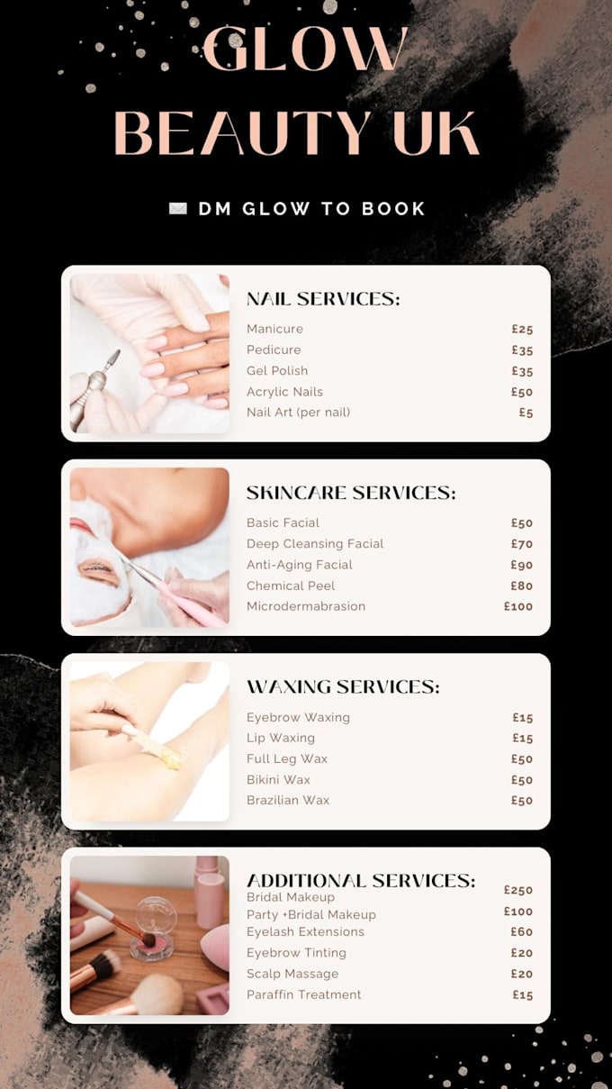 modern beauty salon menu design