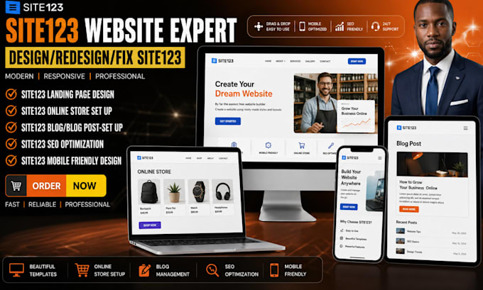 design site123 website design, fix or redesign site123 website, SEO optimization
