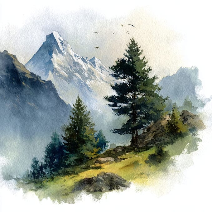 draw a watercolor landscape illustration