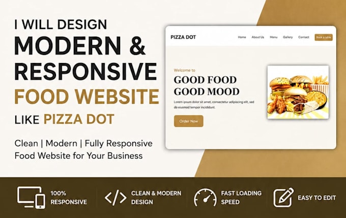 design a modern restaurant website with online ordering