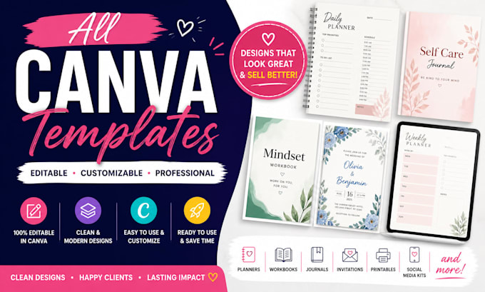 design editable canva templates for planners invitations and printables