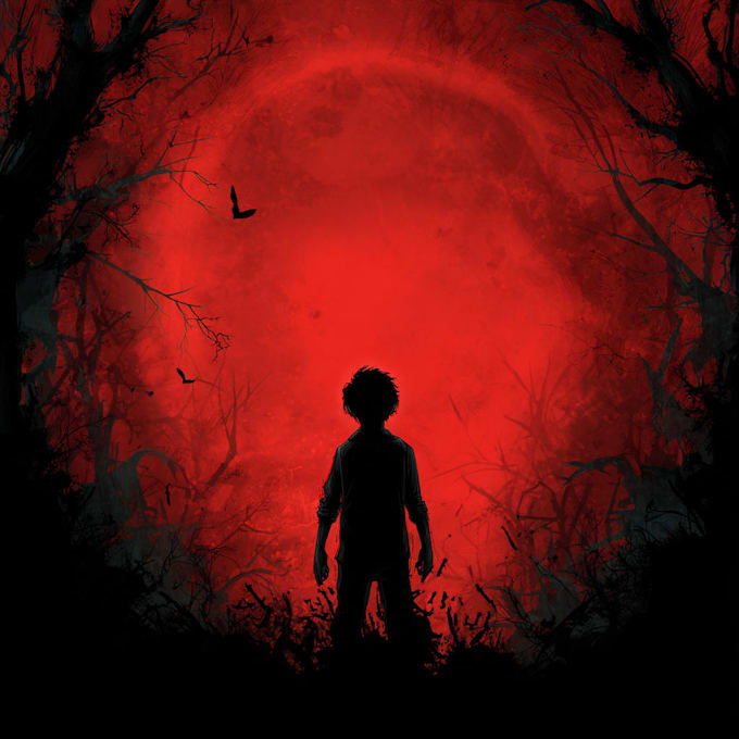 make a horror style illustration, artwork, cover