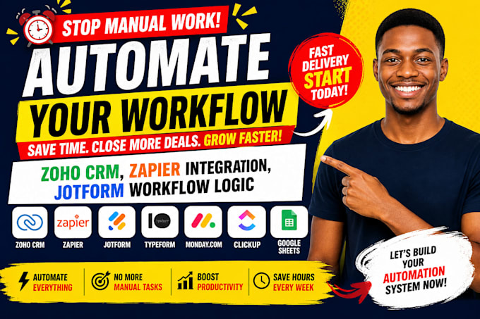 setup zoho CRM, zapier integration, jotform mailchimp automation and workflows