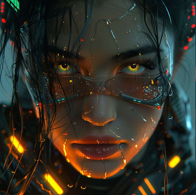 draw scifi or cyberpunk character portrait art