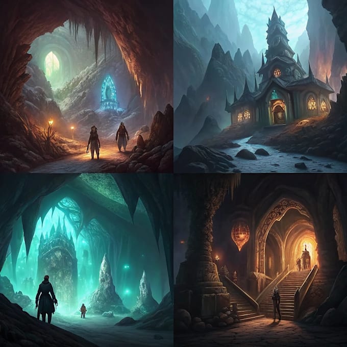 create warcraft fantasy dungeons and dragons illustrations
