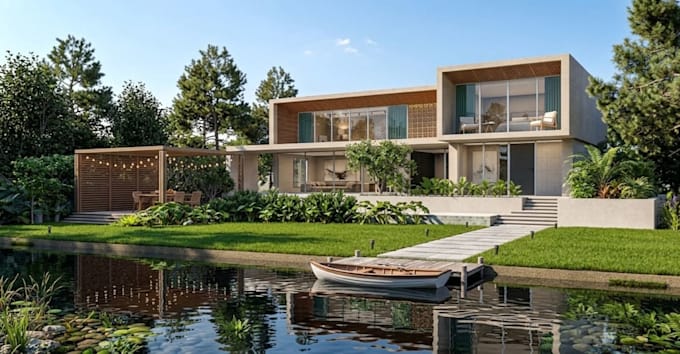 do exterior design with 3d render