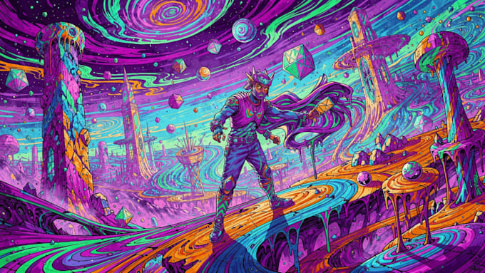 create psychedelic and trippy style illustration