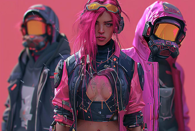 design anime character, cyberpunk character art