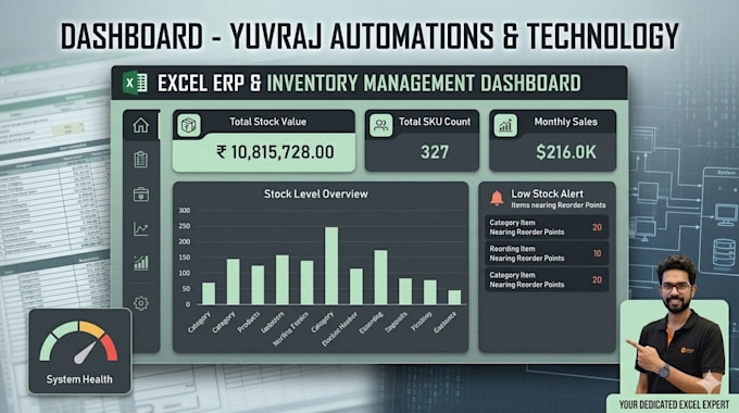 create a professional excel erp and automated inventory management system