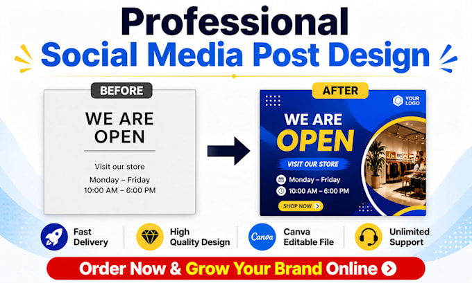 professional canva social media post design for business