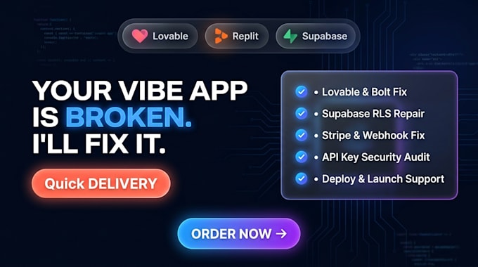 fix your lovable deploy, supabase rls, stripe, ai app and audit your ai code