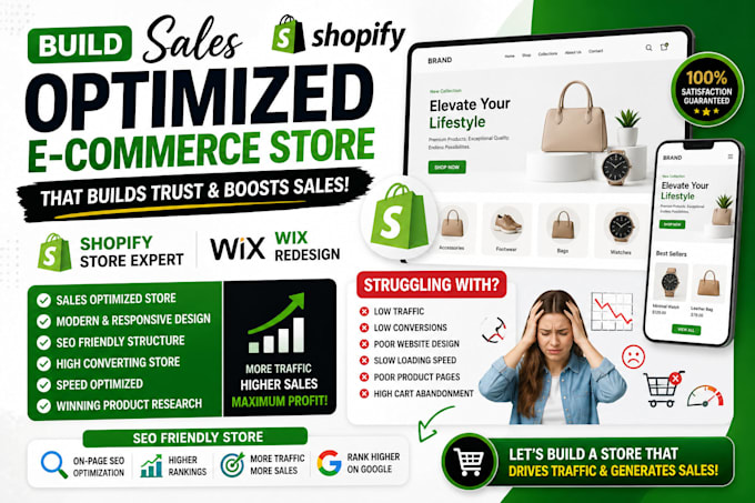 build sales optimized ecommerce store shopify redesign wix shopify store expert