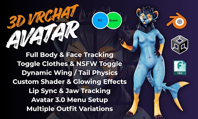 Avatar personalizado para vrc, personaje de vr, avatar de vrchat ...