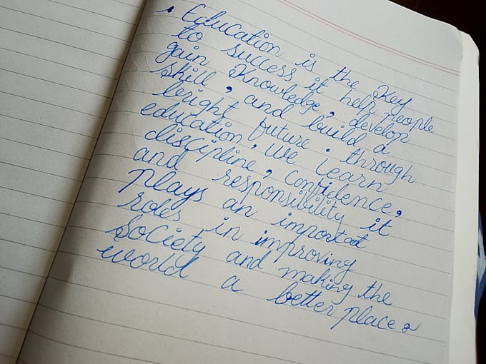 write beautiful cursive handwriting notes,letter, assignment