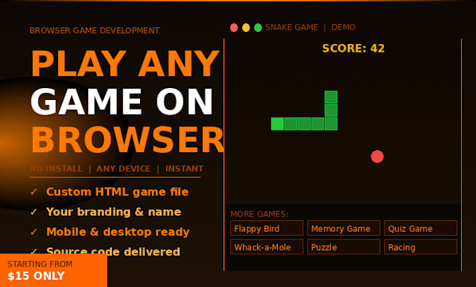 create a custom browser game in HTML for your website
