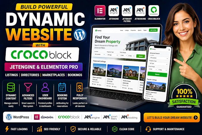 develop scalable dynamic wordpress website using crocoblock jetengine