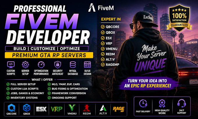 develop custom fivem qbcore qbox esx vrp gta rp server