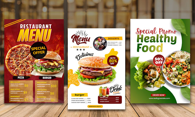 design restaurant menu and food flyer