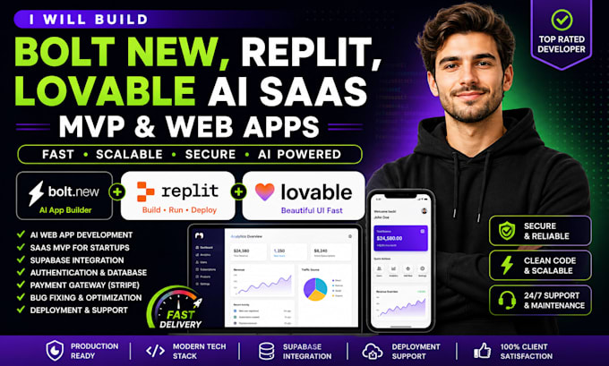 build bolt new replit lovable ai saas mvp web app developer