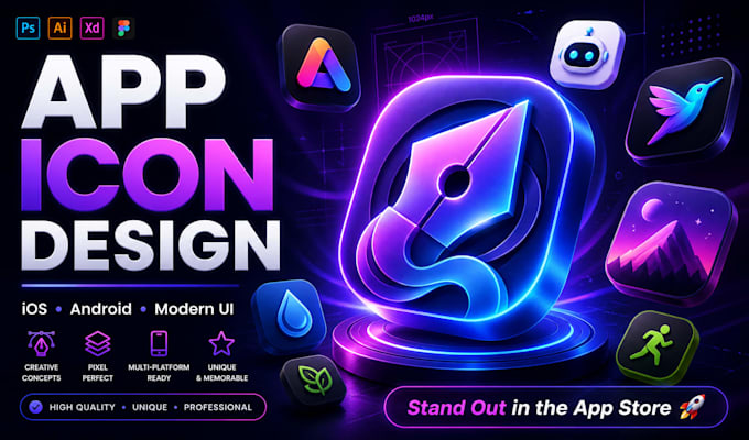 design modern app icon for ios and android mobile apps