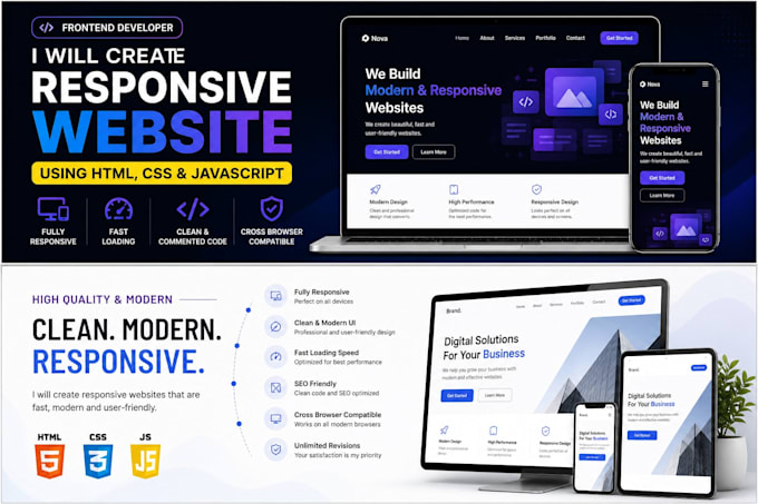 build modern responsive website and landing page