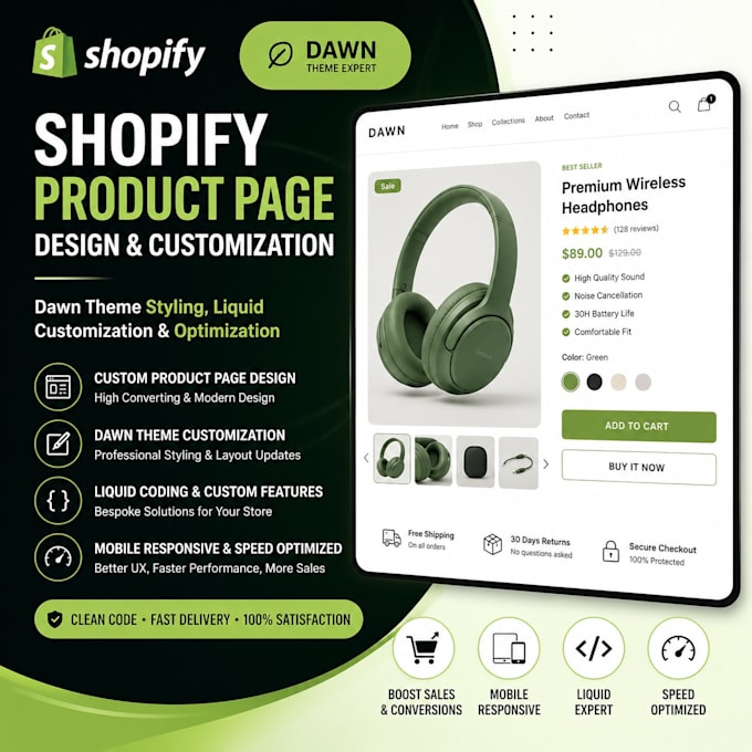 build shopify product page, dawn theme customization
